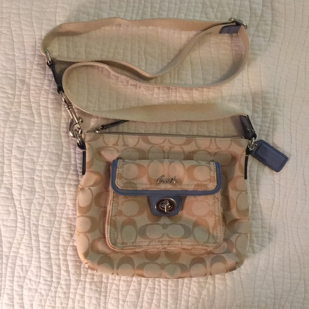 Coach clasp front fabric crossbody